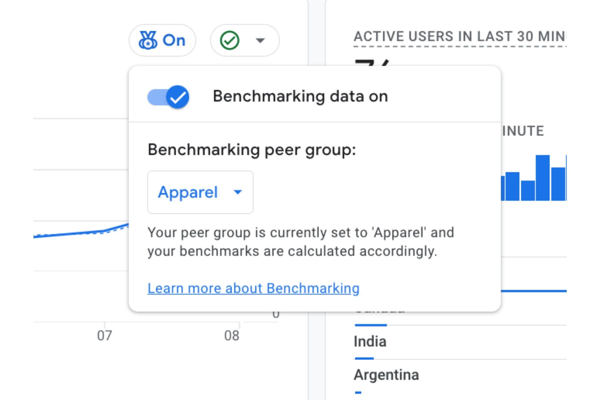 Mude o Grupo de Pares de Benchmarking do GA4